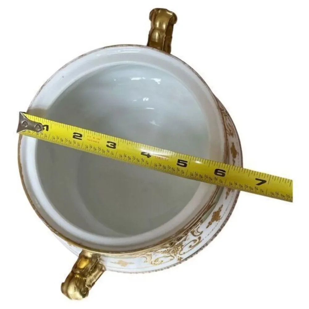 Limoges‎ Blakeman & Henderson Antique Tureen  Gold Green White France